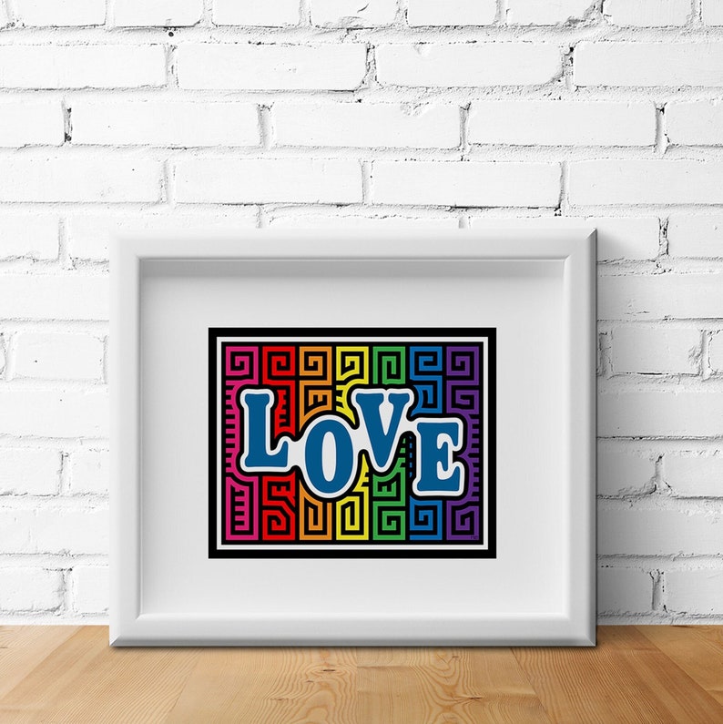 Love in Rainbow Mola-Inspired Art Print image 2