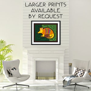 Armadillo Mola-Inspired Art Print, Armadillo Art image 3