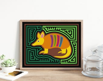 Armadillo Mola-Inspired Art Print, Armadillo Art