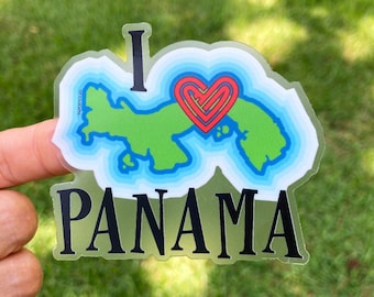 Amo Mi Panamá (I Love Panama) Clear Vinyl Sticker, 3" wide