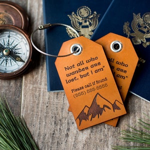 Custom Personalized Leather Luggage Tag | If Lost Call with Mountains