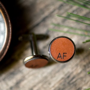 Custom Cufflinks, Personalized Leather Cufflinks, Groom Gift,  Groomsmen gift | Small Initials
