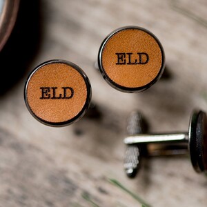 Custom Leather Cufflinks, Personalized Cufflinks, Groom Gift,  Groomsmen gift | Initials