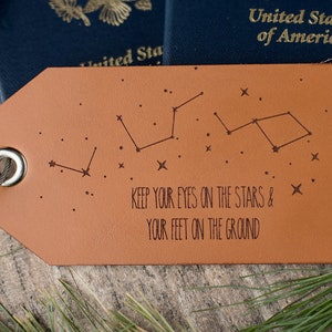 Custom Personalized Leather Luggage Tag | Keep your eyes on the Stars