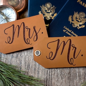 Custom Personalized Leather Luggage Tag | Mr & Mrs Luggage Tag Set