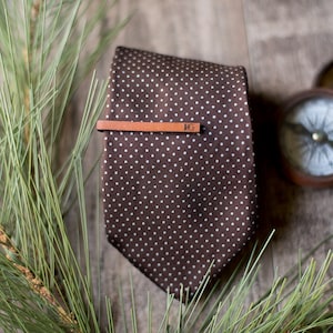 Personalized Tie Clip, Custom Leather Tie clip, Leather Tie Clip | Retro Initials