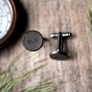 Custom Leather Cufflinks, Personalized Cufflinks, Groom Gift,  Groomsmen gift | Initials, Chocolate Brown