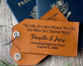 Perfect wedding gift | Personalized Leather Luggage Tag, Custom Gift, Travel Gift | In Life