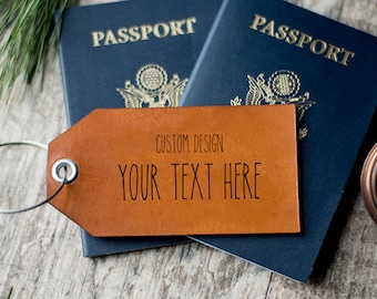 Personalized Custom leather luggage tag | Choose Your Text & Graphics