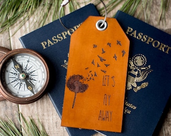 Custom Personalized Leather Luggage Tag | Let's fly away