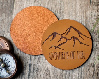 Leather Coaster, Custom Leather Coasters, Anniversary Gift | Not all those who wander are lost