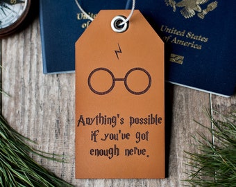 Luggage tag, Wizard Gift, Leather Luggage Tag | Anything is Possible