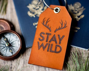 Custom Personalized Luggage Tag | Deer Antlers, Stay Wild