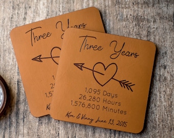 Leather Coasters 3rd Anniversary Gifts | Three Years