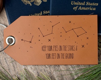 Custom Personalized Leather Luggage Tag | Keep your eyes on the Stars