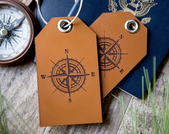 Custom Luggage Tag, leather luggage tag | Compass Only