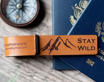 Leather Luggage Tag Personalized | Stay Wild Custom Luggage Tag