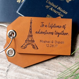 Personalized Leather Luggage Tag, Custom Travel Gift | Paris Luggage Tag