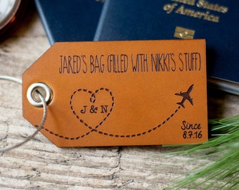 Custom Personalized Leather Luggage Tags | My bag filled with your stuff