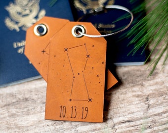 Leather Luggage Tag Personalized | Orion Constellation