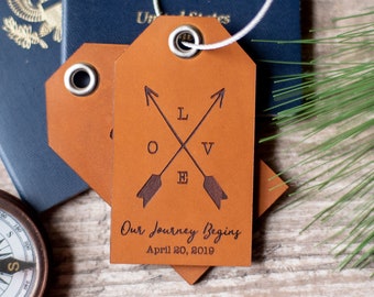 Custom Personalized Leather Luggage Tag | Love Arrows