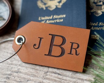 Custom Personalized Leather Luggage Tag | Monogram