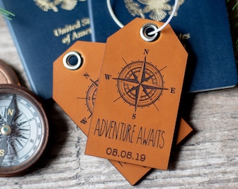Custom Personalized Leather Luggage Tag | Adventure Awaits