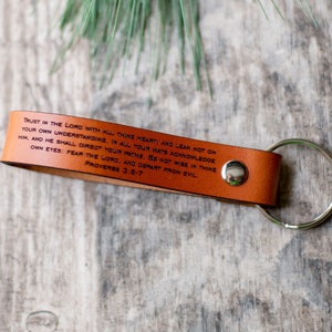 Scripture Verse Leather Key Fob