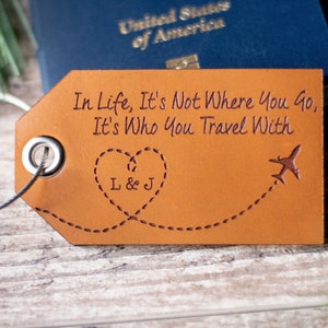 Leather Luggage Tags Personalized | In Life with Airplane
