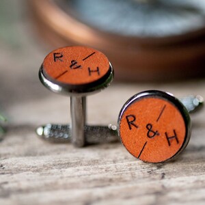 Custom Leather Cuff Links, Personalized Cufflinks, Groom Gift,  Groomsmen gift | Initials