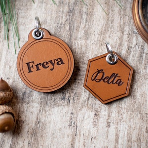 Dog ID Tag, Leather Dog ID Tag | Custom Dog ID with Name Only