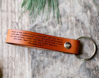 Scripture Verse Leather Key Fob