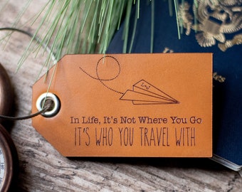 Leather Luggage Tags Personalized | In Life with Paper Airplane