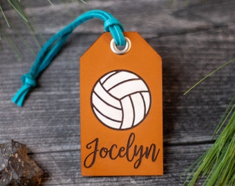 Personalized Volleyball Bag Tag, Luggage Tag, Keychain Sports Bag Tag for Volleyball