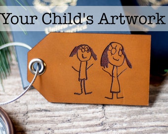Kid's Drawing Luggage Tag, Your Child's Artwork on a luggage tag