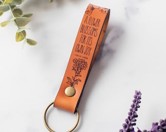 Floral Leather Keychain | Keychain for gardener