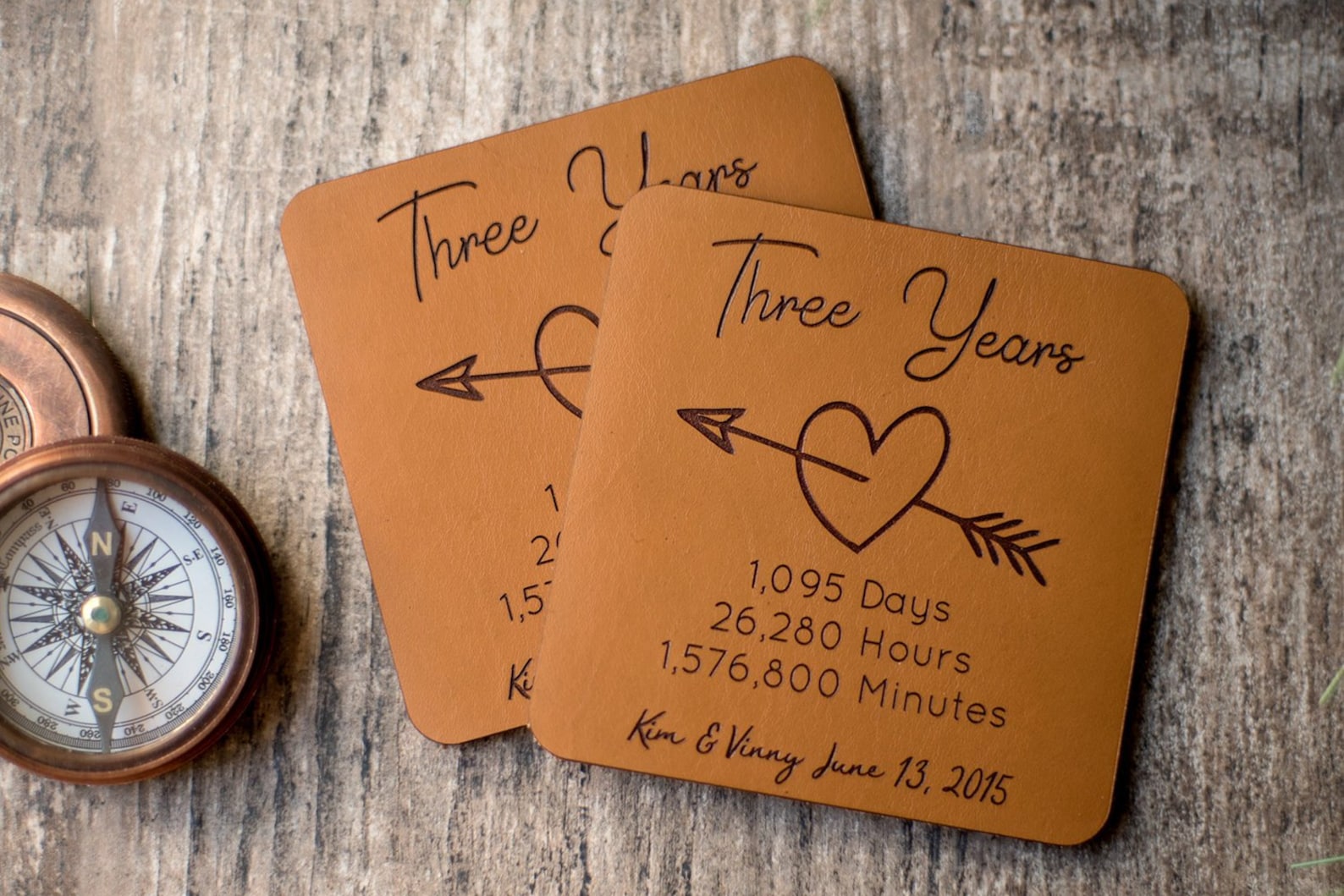 Leather Coasters 3rd Anniversary Gifts Three Years Etsy