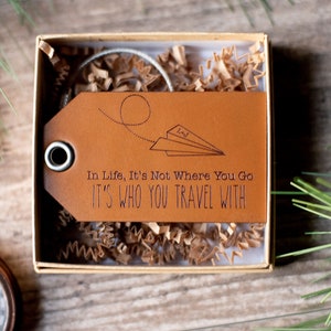 Leather Luggage Tags Personalized In Life with Paper Airplane image 4