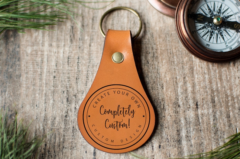 Custom Leather Key Fob Personalized Leather Keychain Logo Etsy