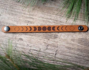 Personalized Leather Bracelet | Moon Phase Bracelet