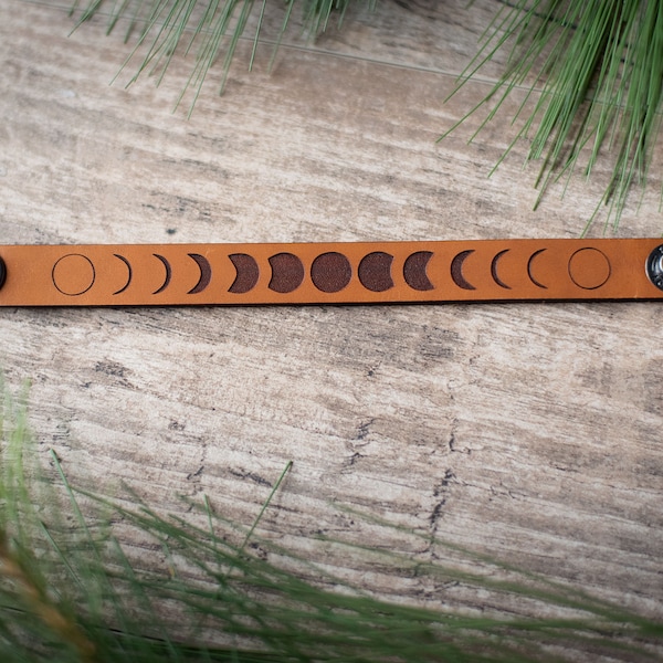 Pulsera de cuero personalizada / Pulsera de fase lunar