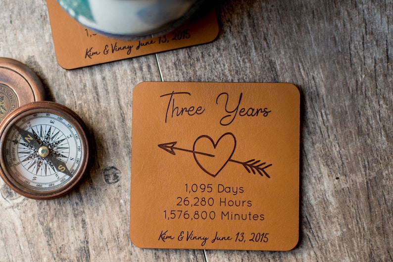 Leather Coasters 3rd Anniversary Gifts Three Years Etsy