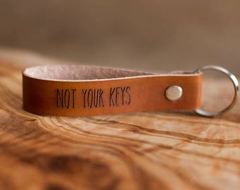 Leather Key Fob, Leather Keychain, Personalized Leather Key Fob, Personalized Leather Keychain | Not Your Keys Keychain