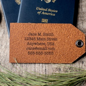 Leather Luggage Tags Personalized In Life with Paper Airplane image 5