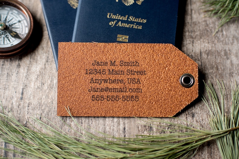 Leather Luggage Tags Personalized In Life with Paper Airplane image 5