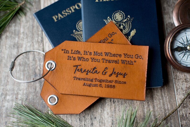 Personalized Custom Leather Luggage Tag Wedding Gift in Etsy