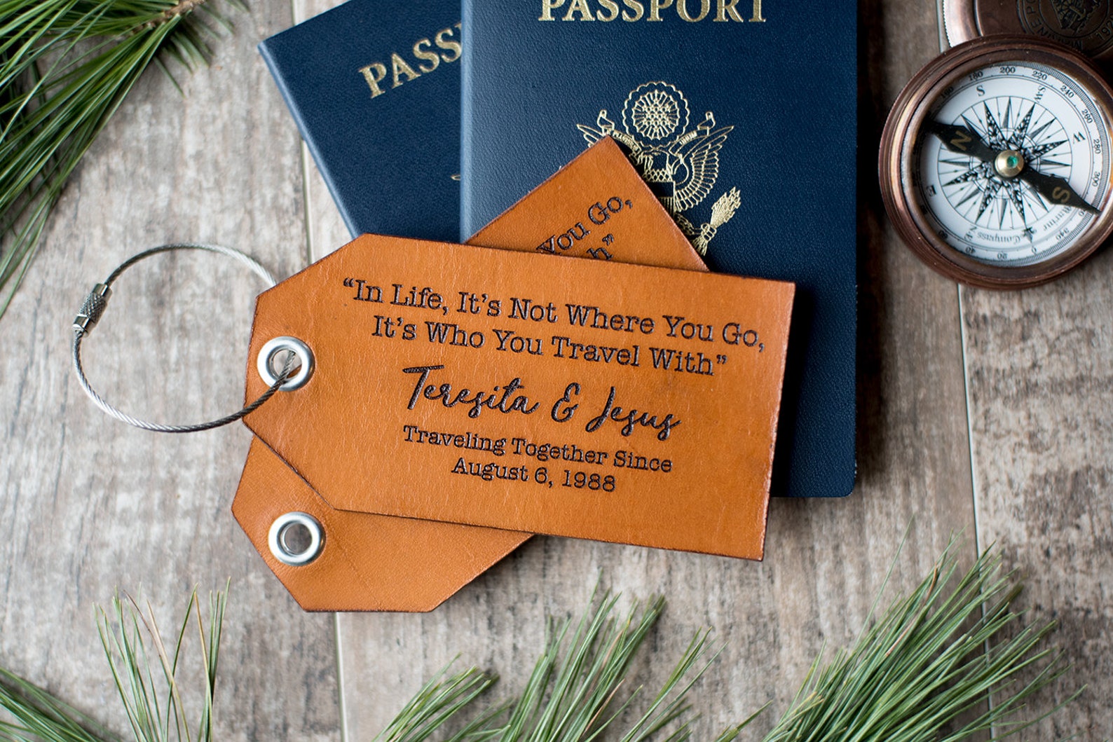 Personalized Custom Leather Luggage Tag Wedding Gift in Etsy