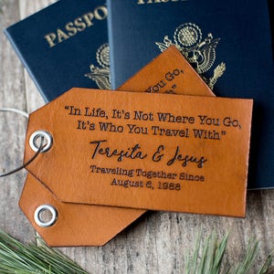 Leather Luggage Tag Personalized, Custom Travel Gift | In Life