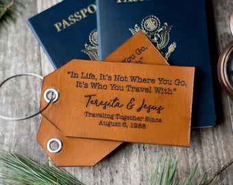 Leather Luggage Tag Personalized, Custom Travel Gift | In Life