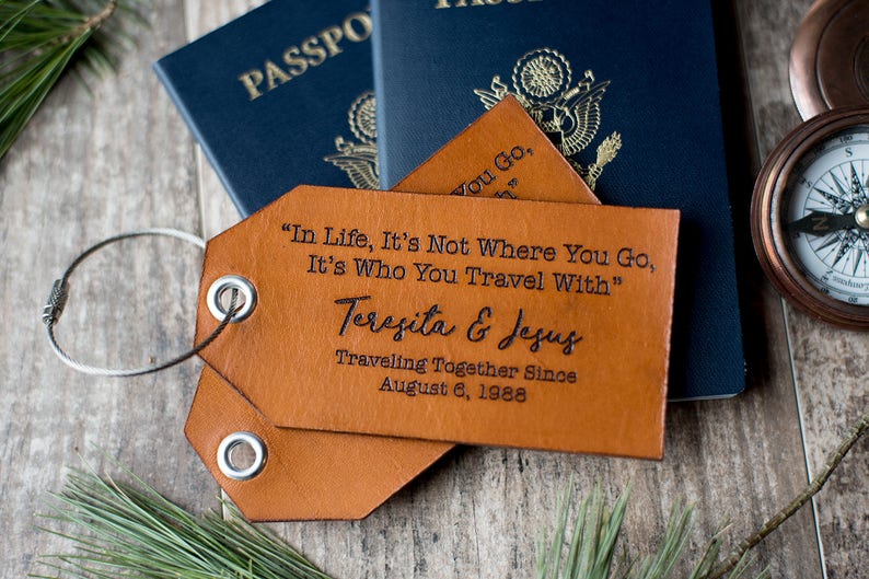 Leather Luggage Tag Personalized, Custom Travel Gift In Life image 1